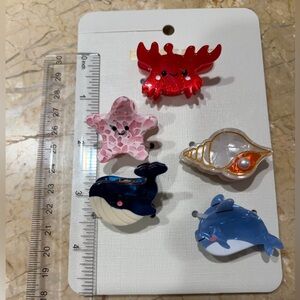 Emberly Ocean-Themed Hair Clips Set of 5, NWT.